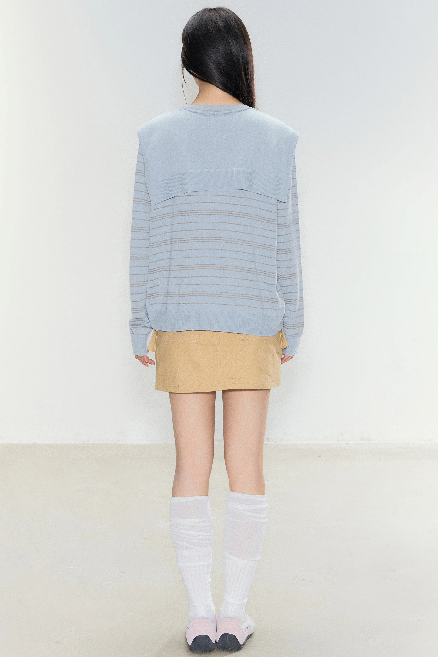 Striped Knit Shawl Sweater