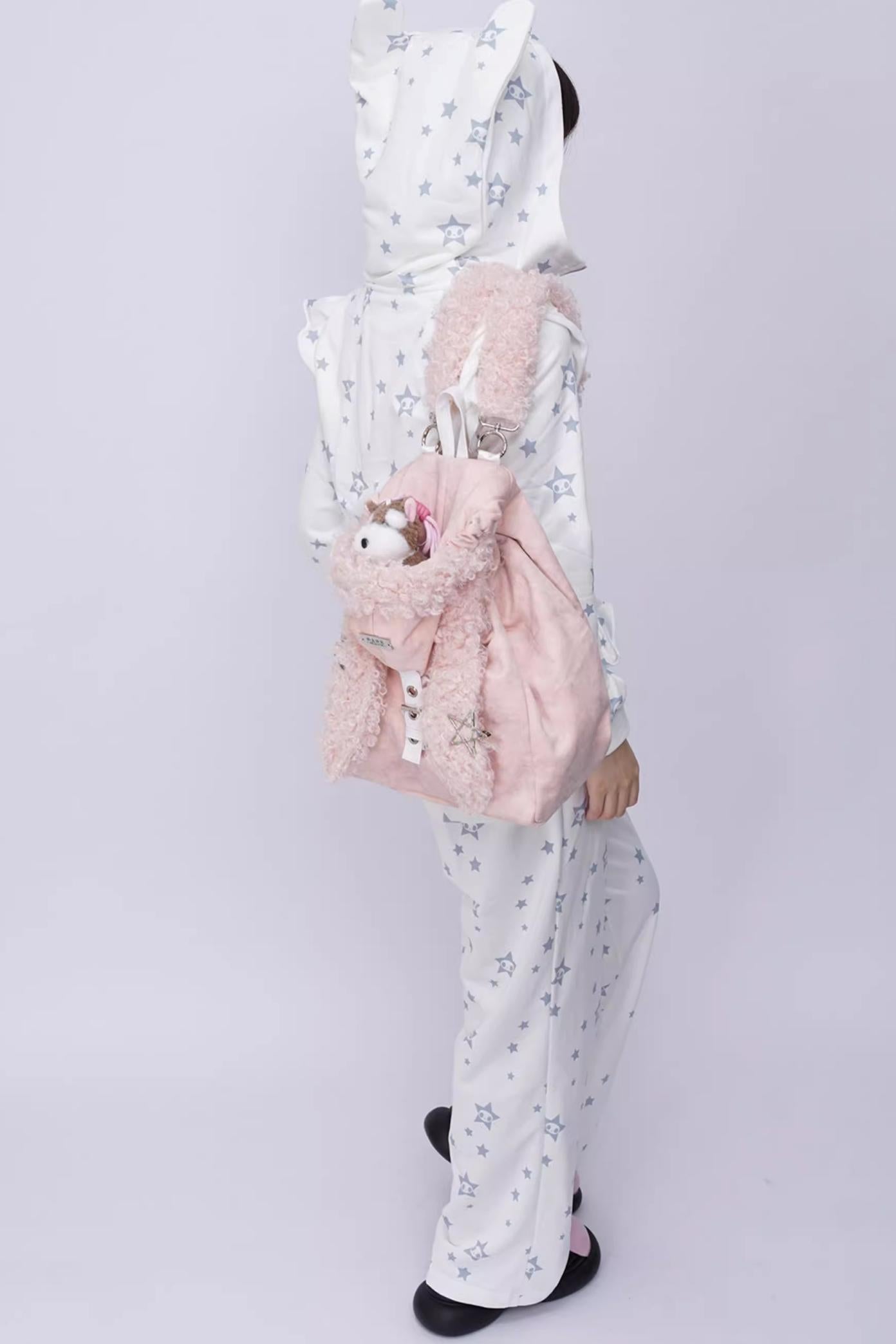 Cute Furry Rabbit Ear Backpack