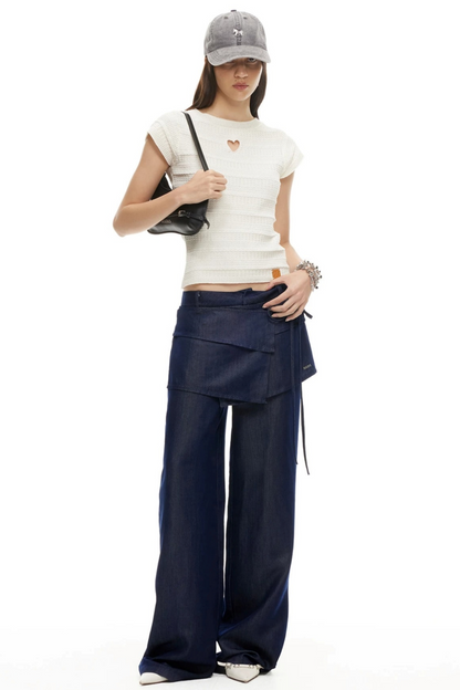 Lyocell Wide-Leg Pants Detachable Skirt