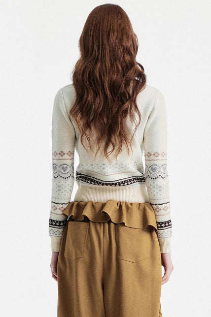 Retro Bear Jacquard Wool Cardigan