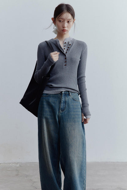 Restless Blue Wide-leg Denim Jeans