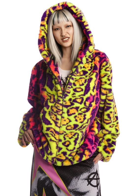 Neon Leopard Hooded Jacket