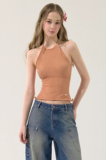 Spicy Backless Knitted Halter Vest