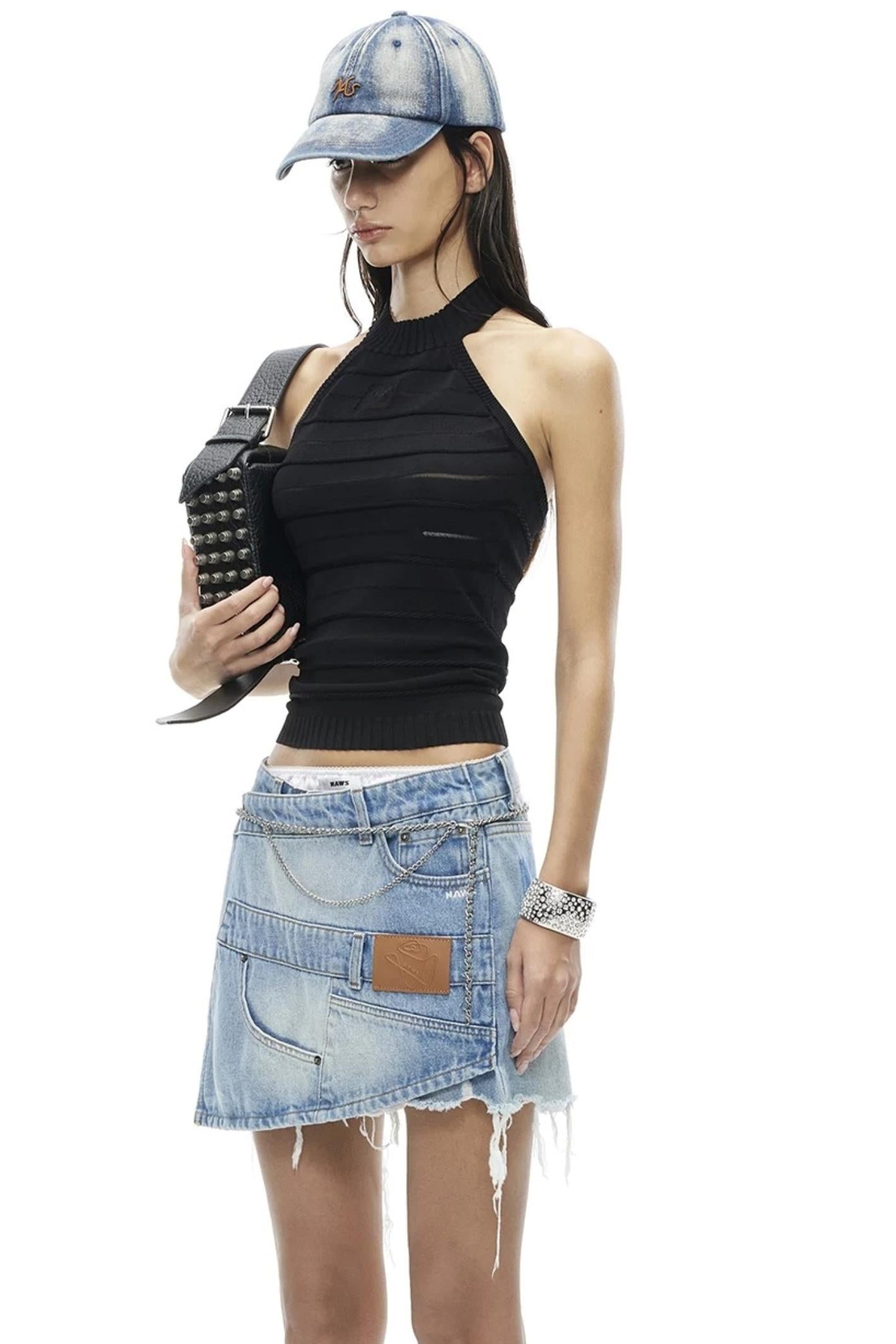 Stamp Pattern Organza Camisole Top