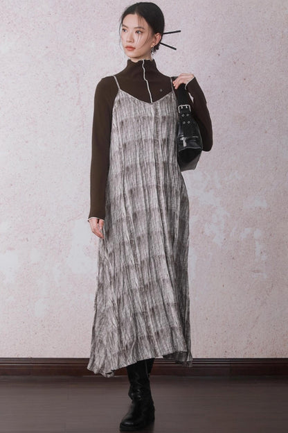 Velvet Tie-Dye Print A-Line Sundress