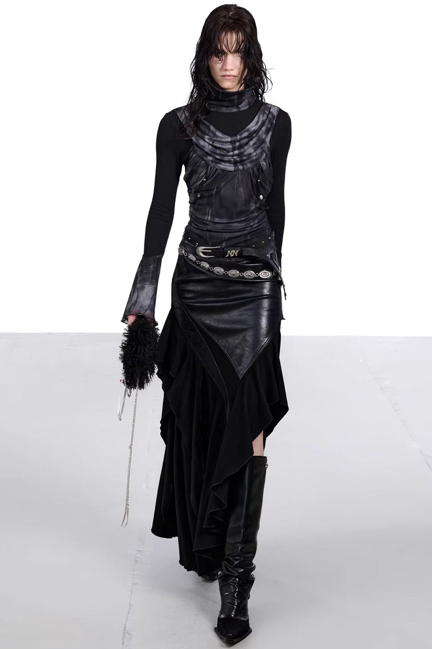 Mesh Paneled Beaded Top