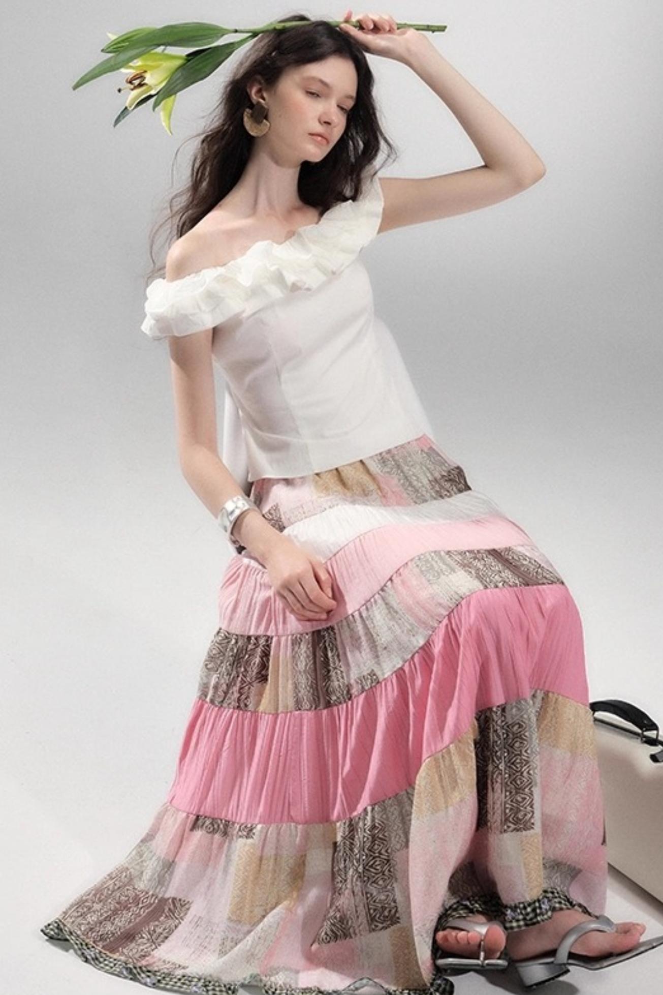 Begonia Ruffle One-Shoulder Top