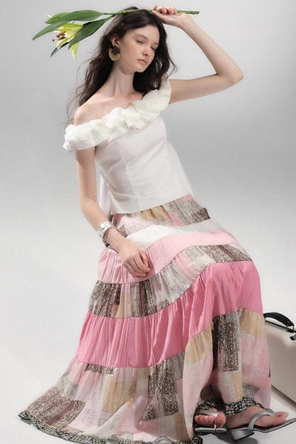 Begonia Ruffle One-Shoulder Top