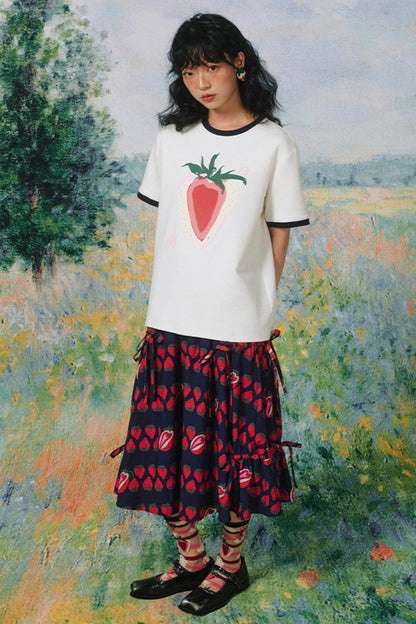 Cream Berry Milk White T-Shirt