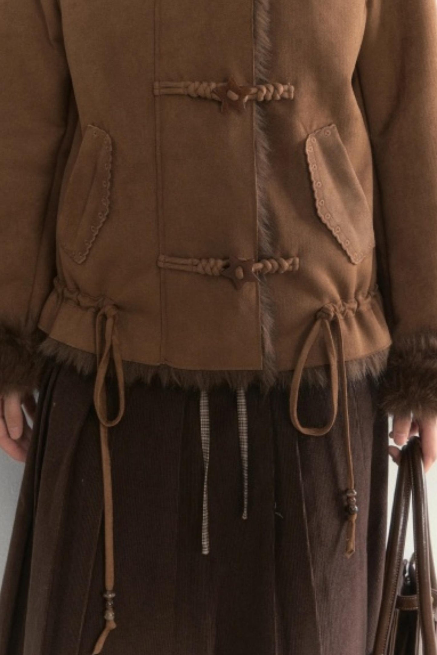 Retro Brown Suede Embroidered Jacket