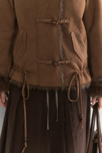 Retro Brown Suede Embroidered Jacket