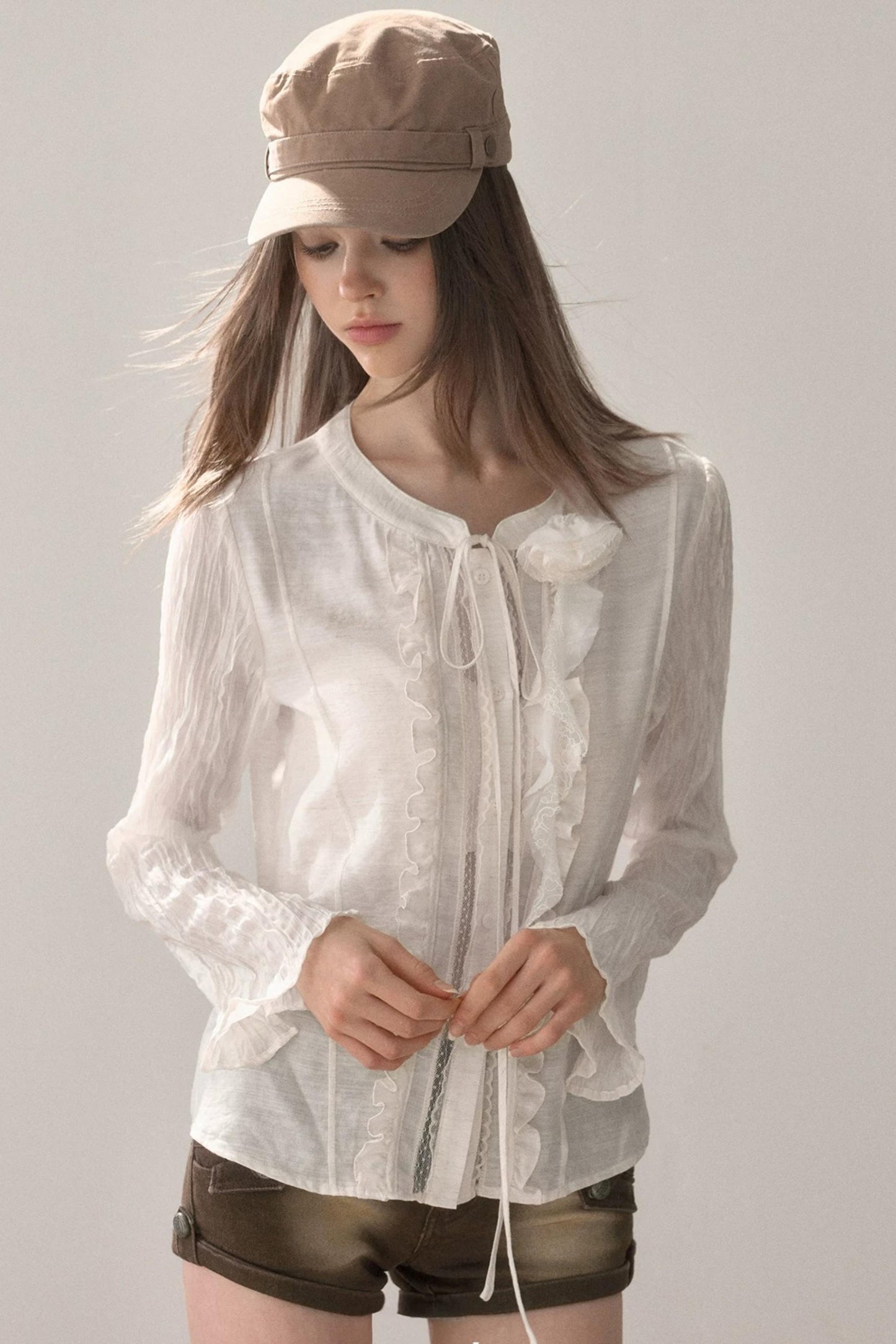 Ruffled Vintage White Shirt