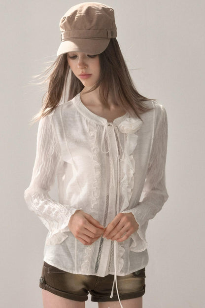 Ruffled Vintage White Shirt