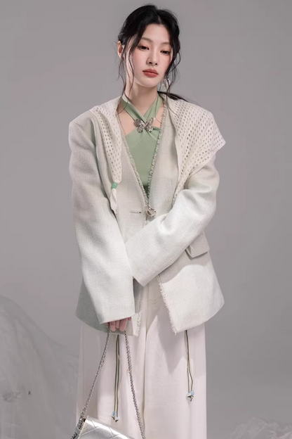 Frühlingsgrünes Strickwesten-Zweiteiliges Set