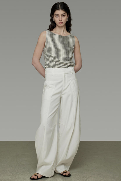 Sickle Arc High-Waisted Wide-Leg Pants