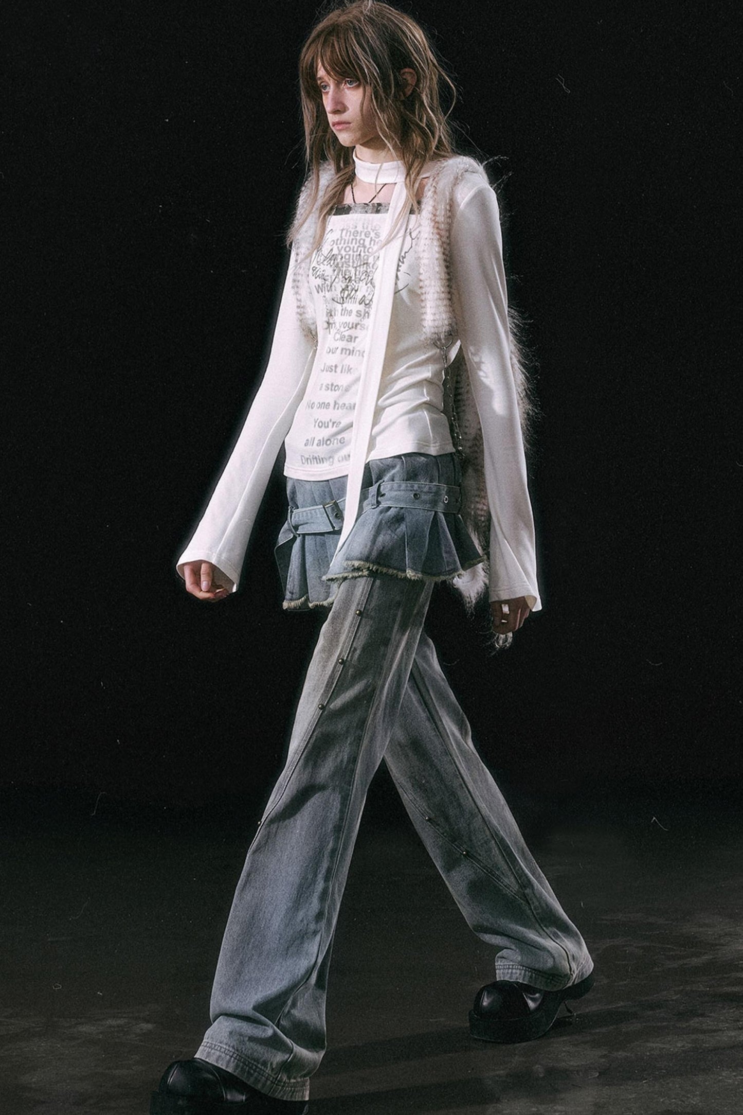 Vintage Pleated Denim Pants