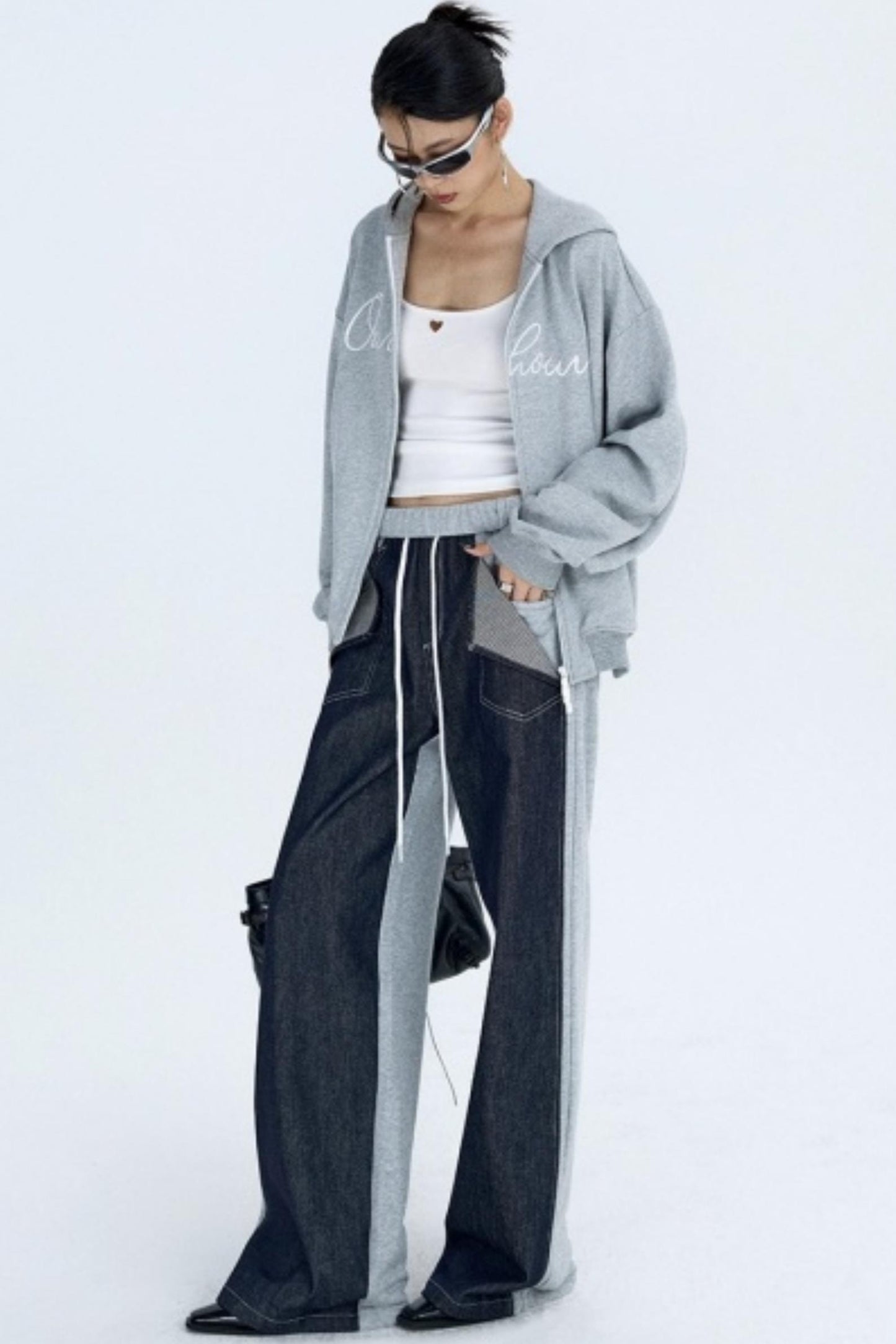 Color-Blocked Denim Sweatpants
