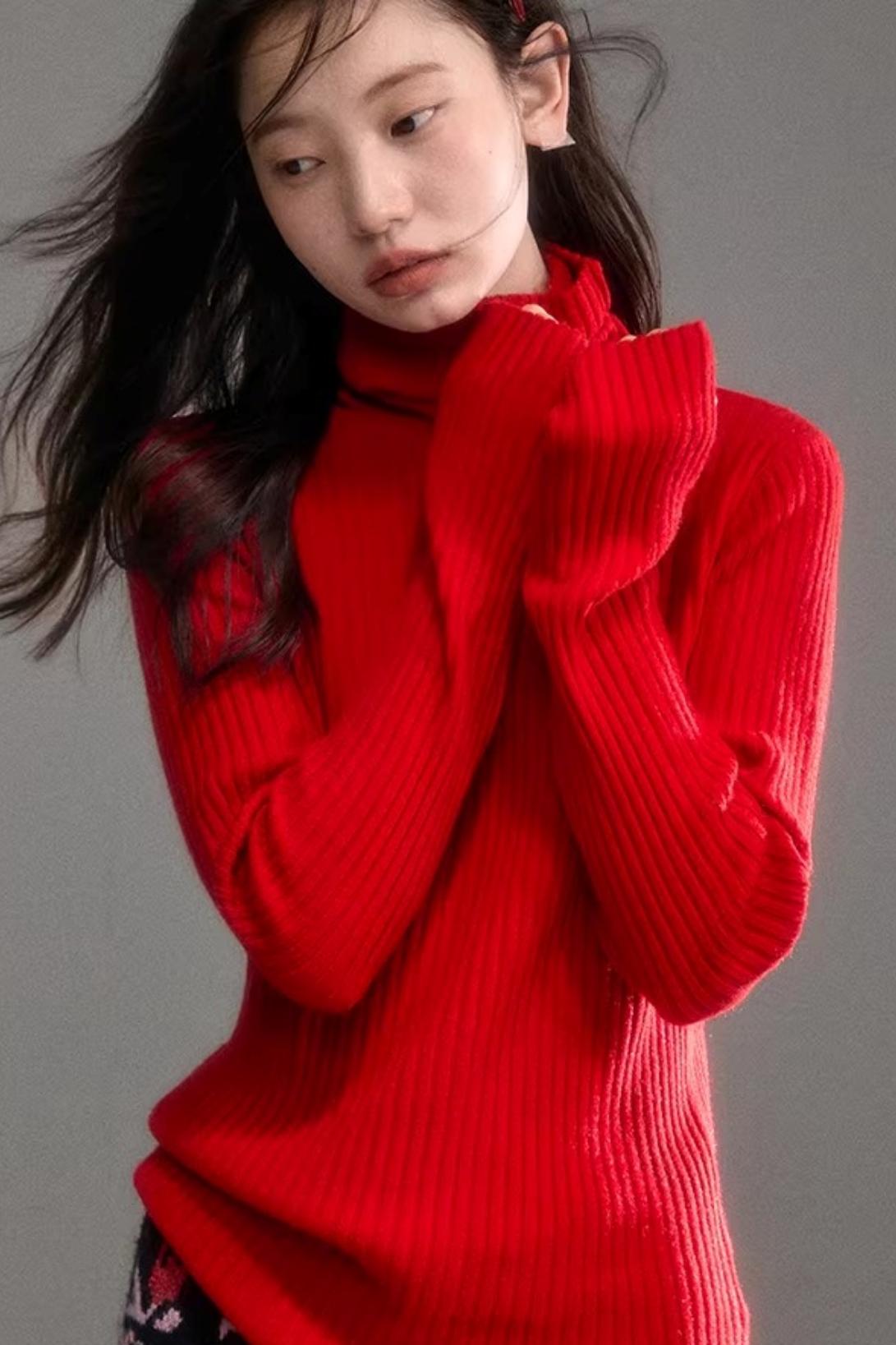 Soft Cloud Ribbed Turtleneck Sweater