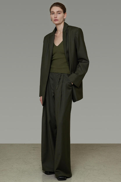 High-End Loose Pleated Coat Set-Up