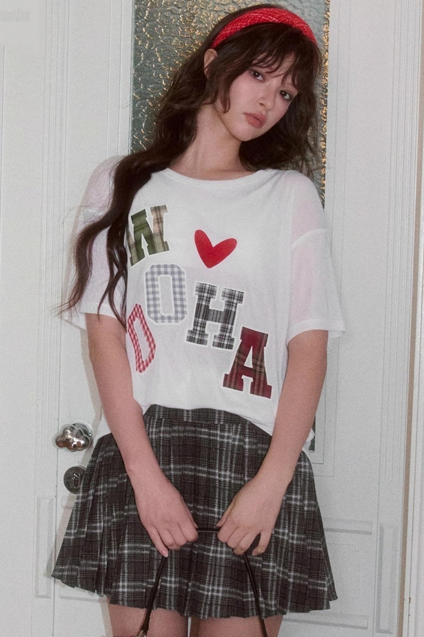 Fall Plaid Patch T-shirt