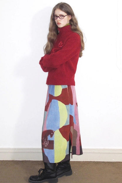 Retro Ivy League Print Skirt