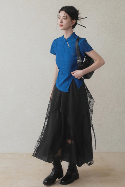 Dark Lace Midi Skirt