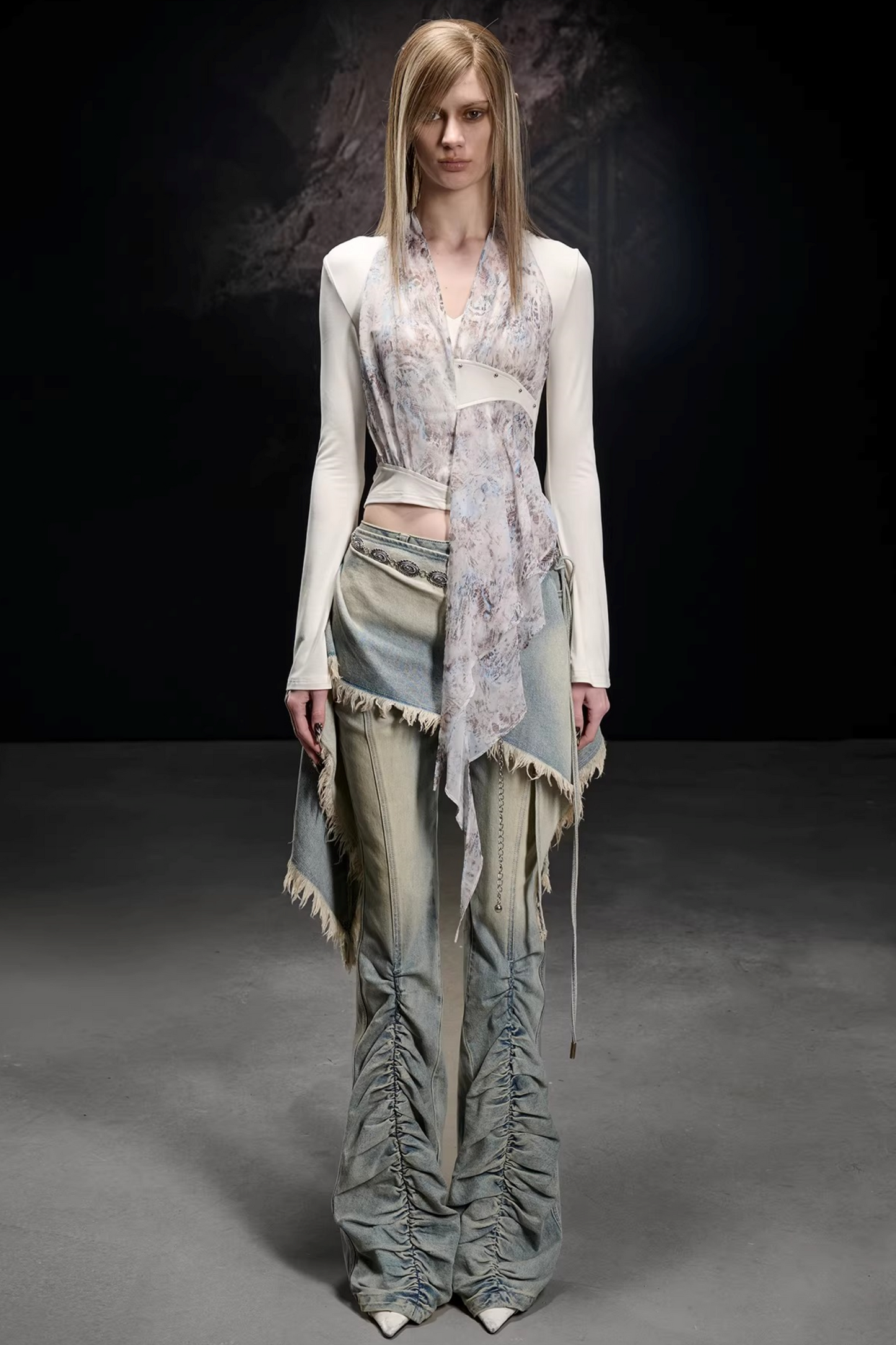 Knitted Chiffon Asymmetrical Top