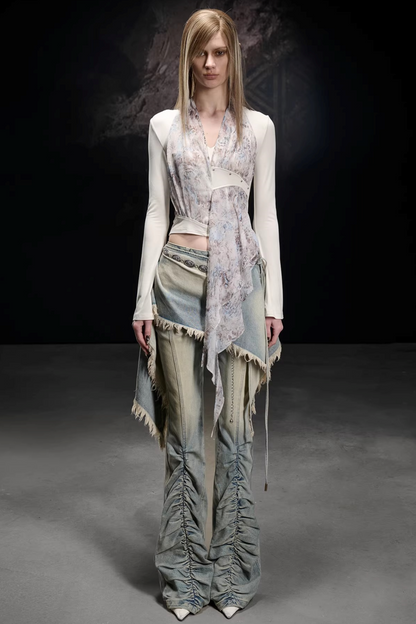 Knitted Chiffon Asymmetrical Top