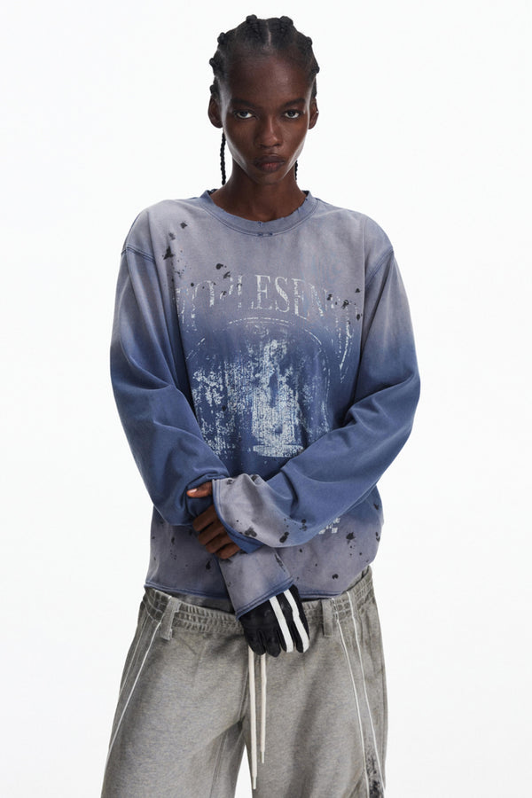 Aged Print Long Sleeve T-Shirt