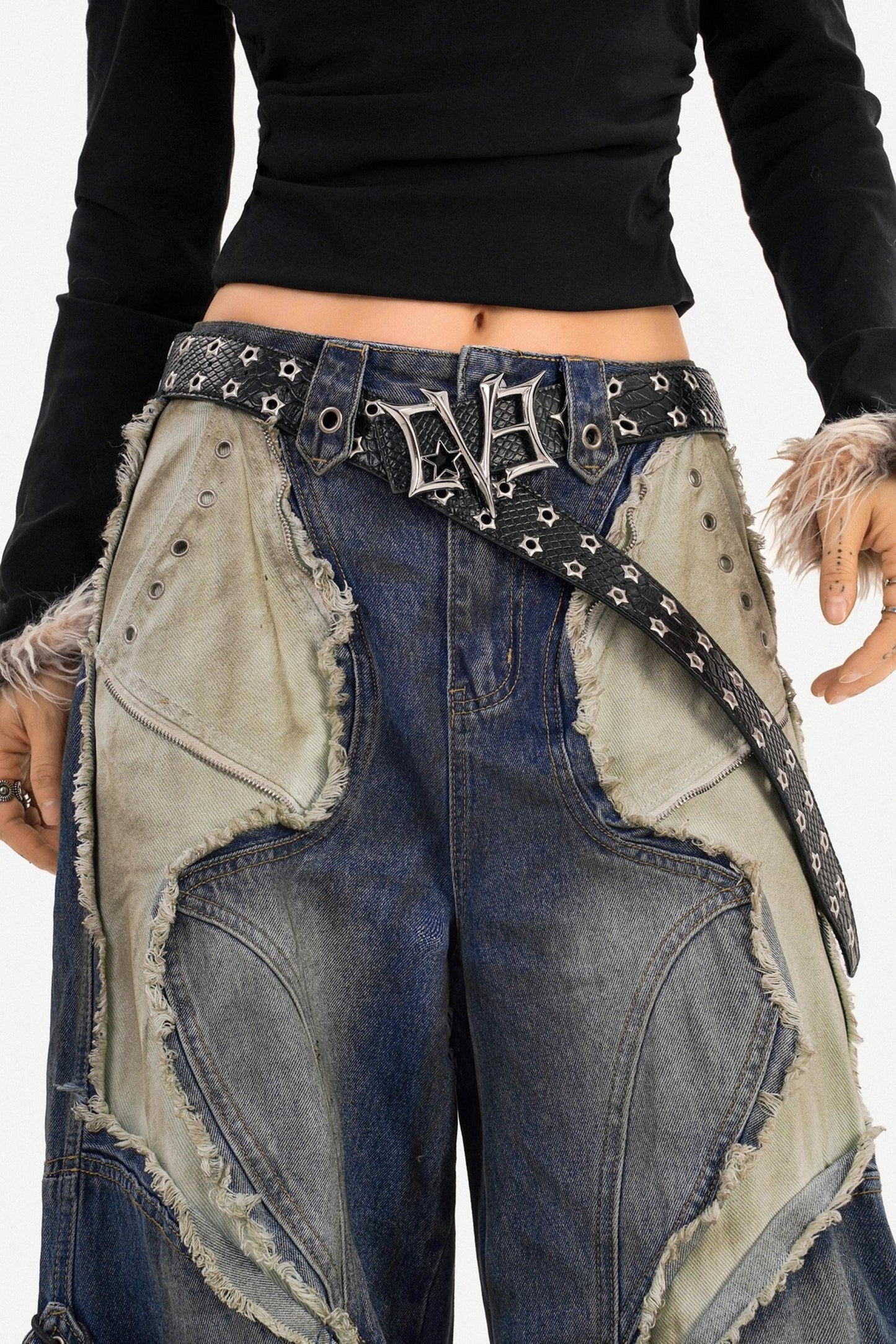 Irregular Patchwork Wide-Leg Pants