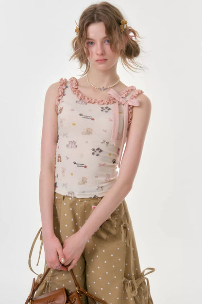 Playful Ruffled Apricot Camisole