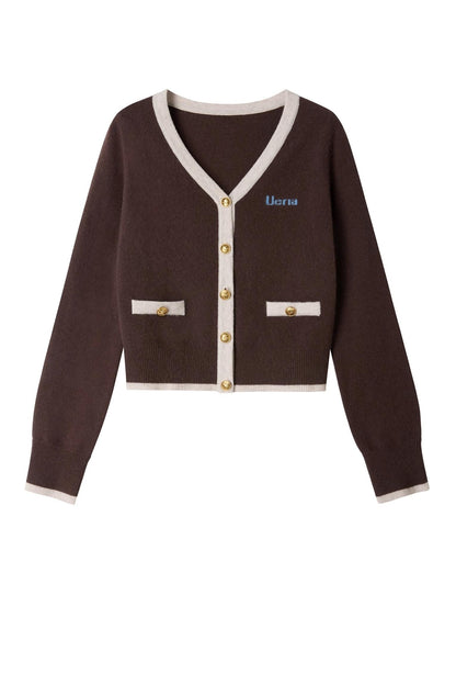Coffee-Colored Wool Cardigan