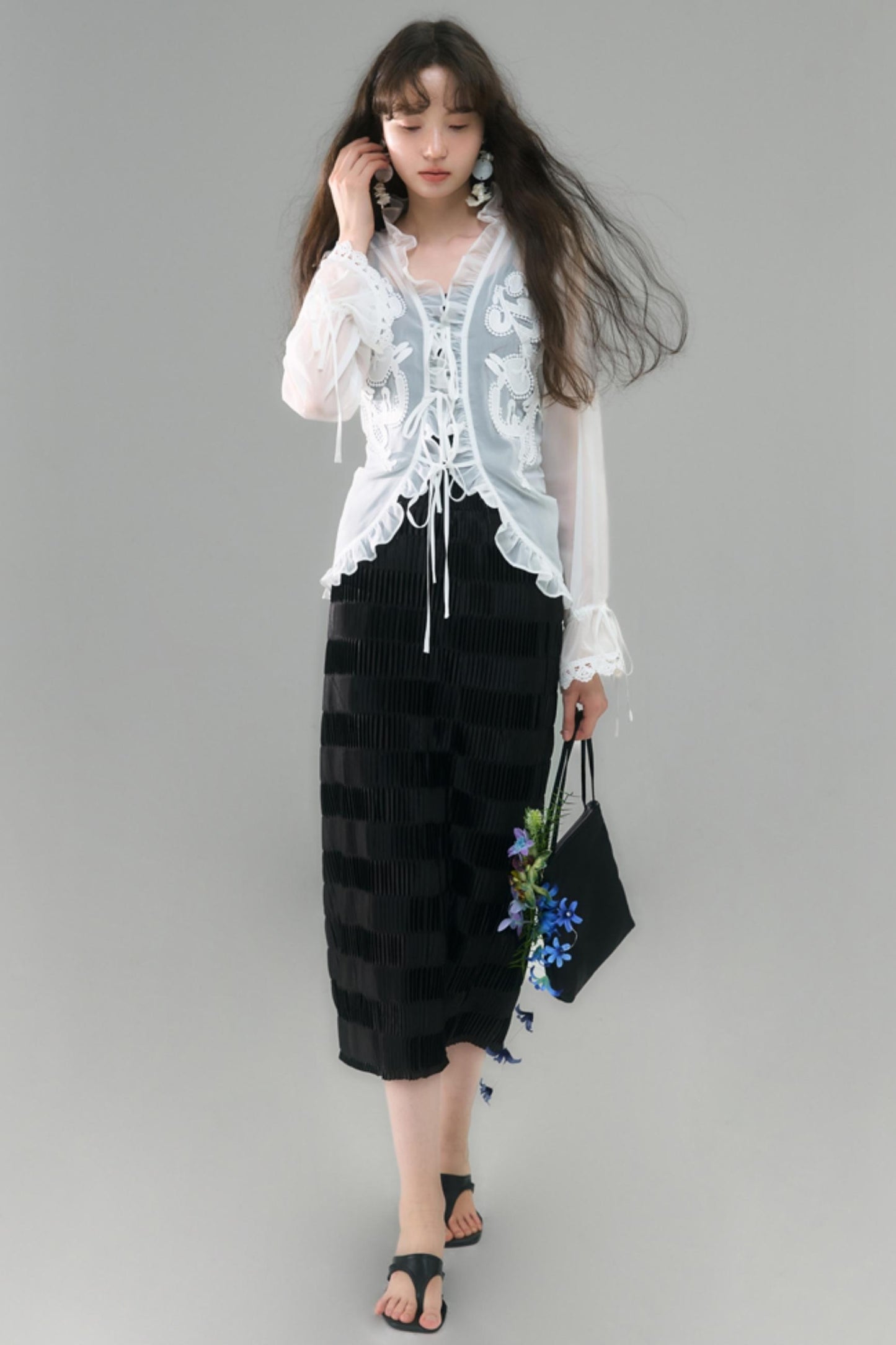 Mercerized Pleated Check Skirt