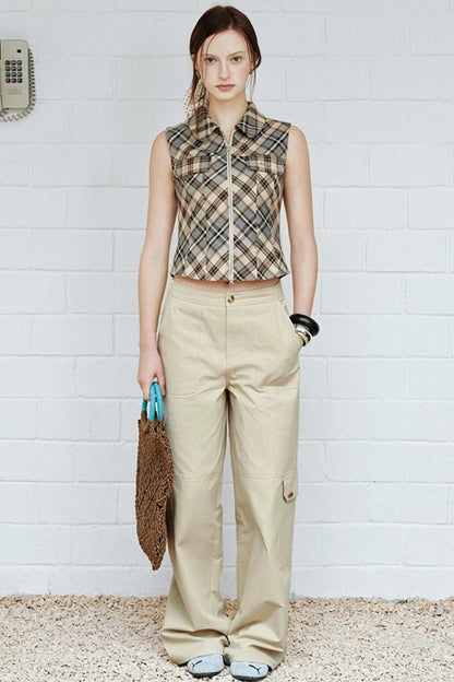 American Retro Beige Cargo Pants