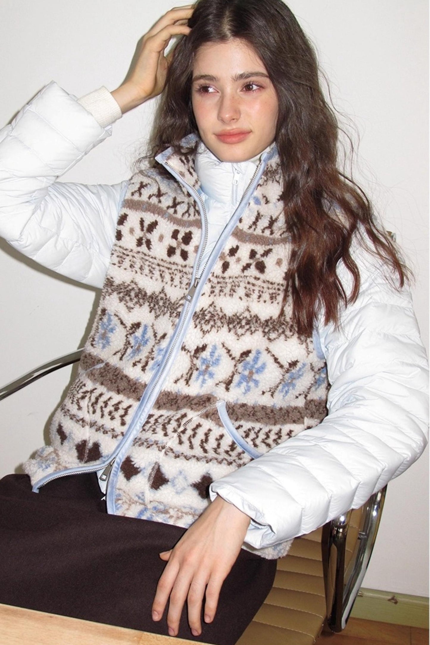 Sea Salt Cocoa Faux Shearling Jacket Set-Up