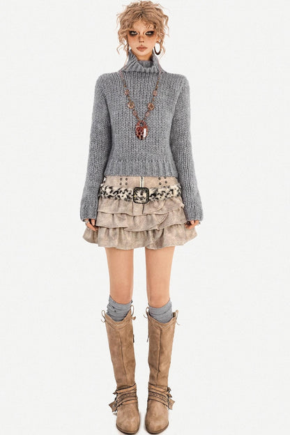 Romantic Chunky Knit Turtleneck Sweater