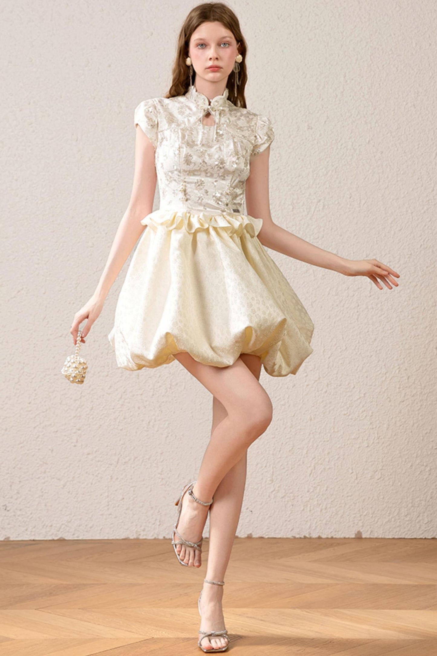 Sequin Waist Cheongsam Dress