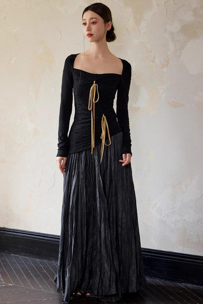 Black Square Basic Pullover Top