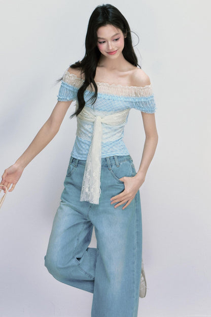 Plaid One-Shoulder Top