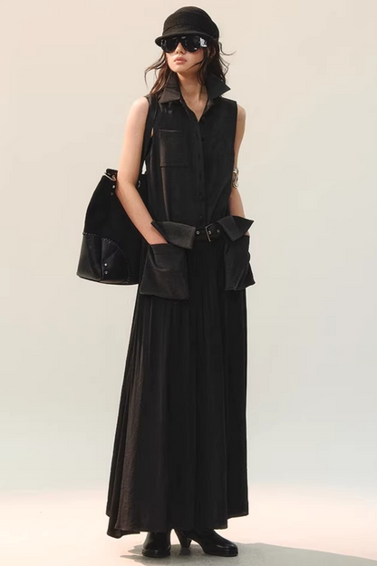 Ink Tone Belted Dress