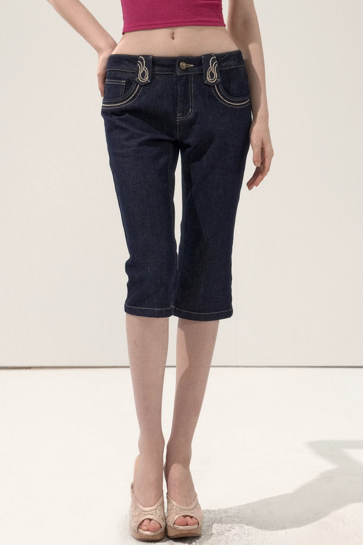 Vintage Stitched Denim Shorts