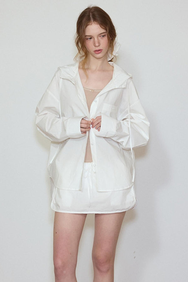 Sun Lace Set: Hooded Shirt Skirt Set-Up