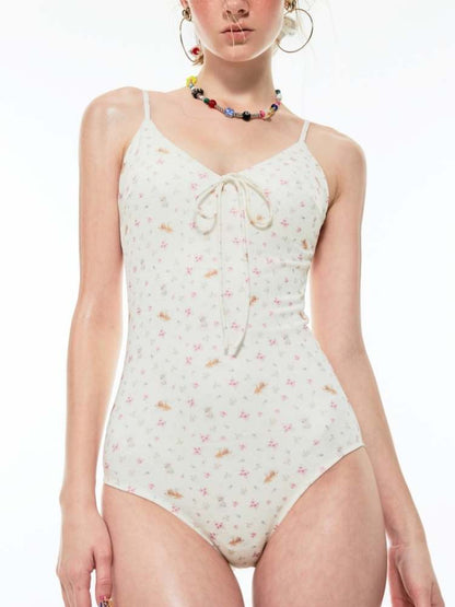 Animal Flower Print Slimming One Piece Swimsuit