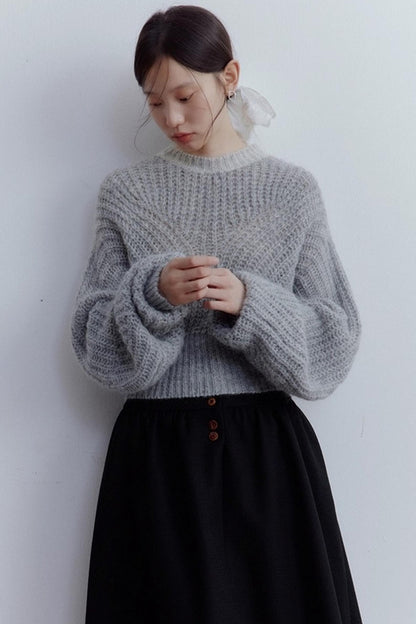Furry Misty Gray Wool Top