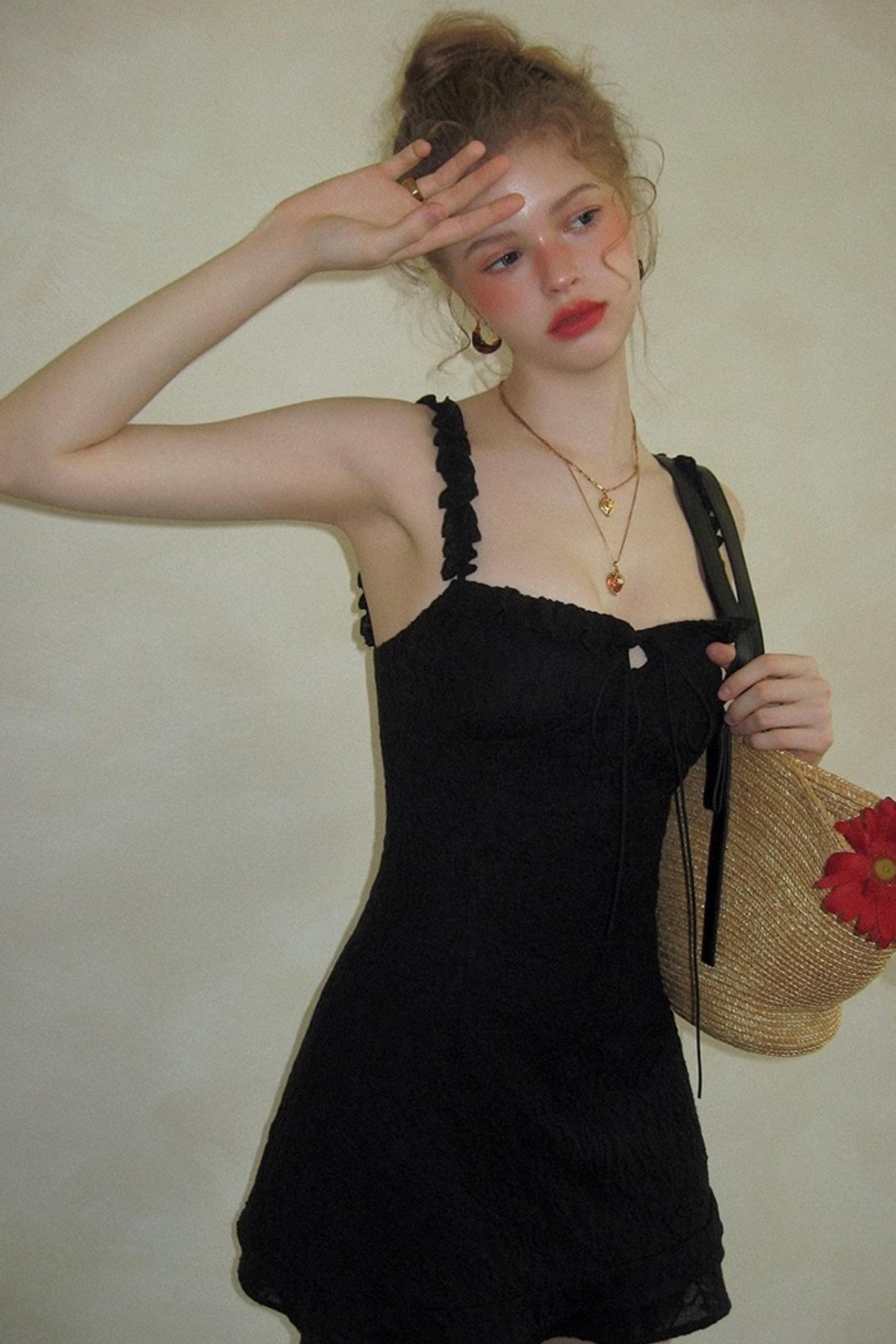 Ruffled Lace A-line Slip Dress