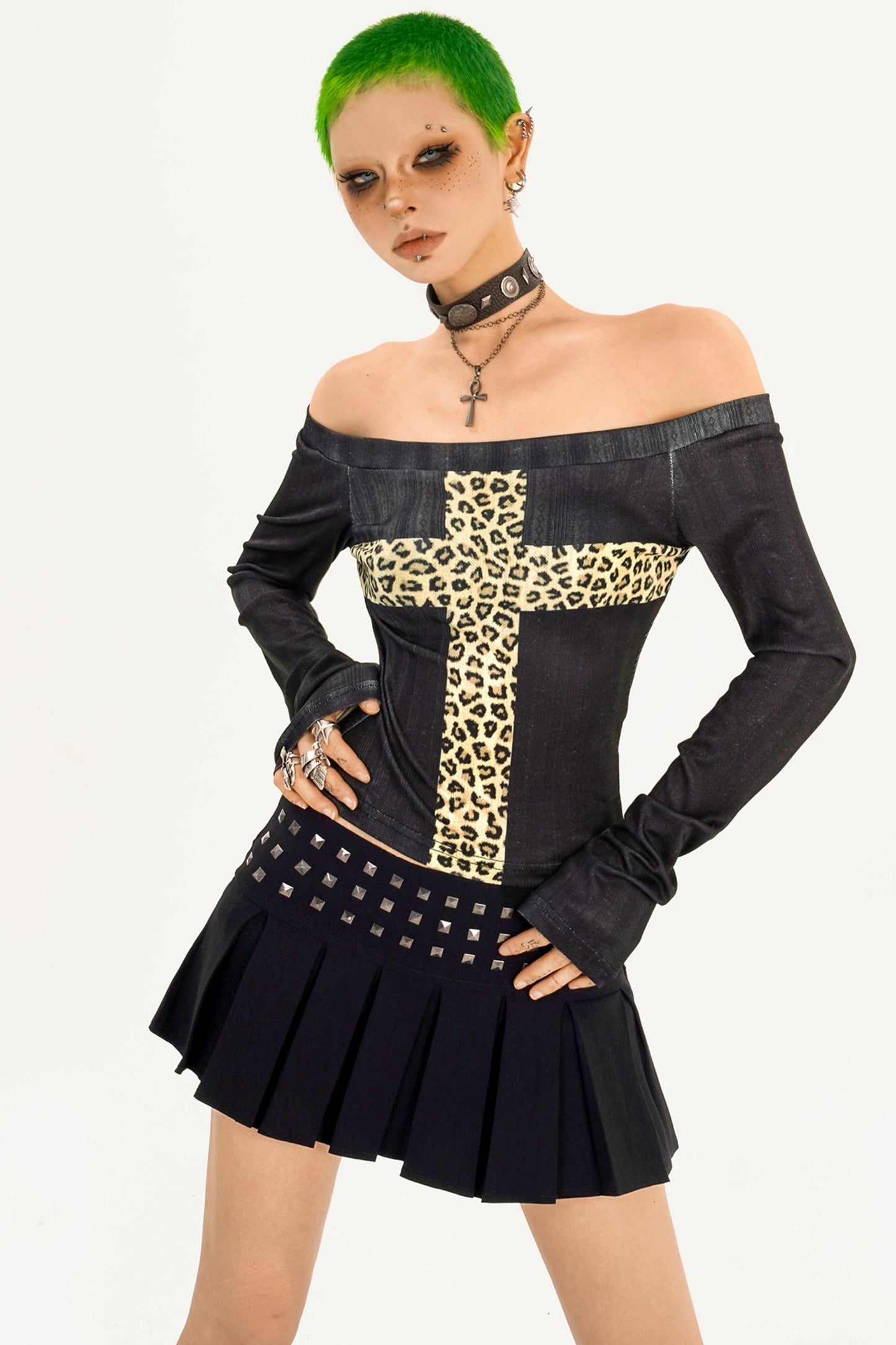 Punk Style Black Pleated Skirt