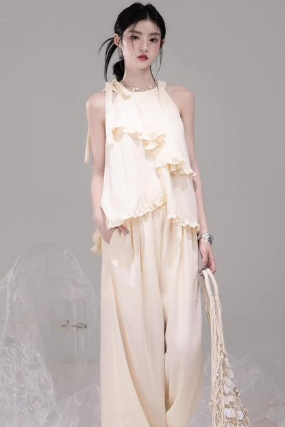 Chill Apricot Ruffle Pants Set-Up
