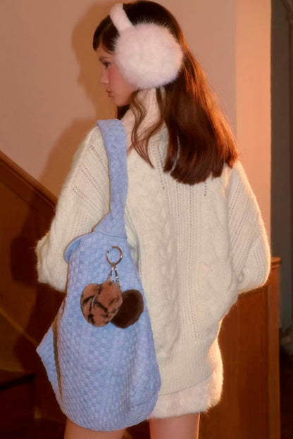 Vintage Faux Suede Shoulder Bag