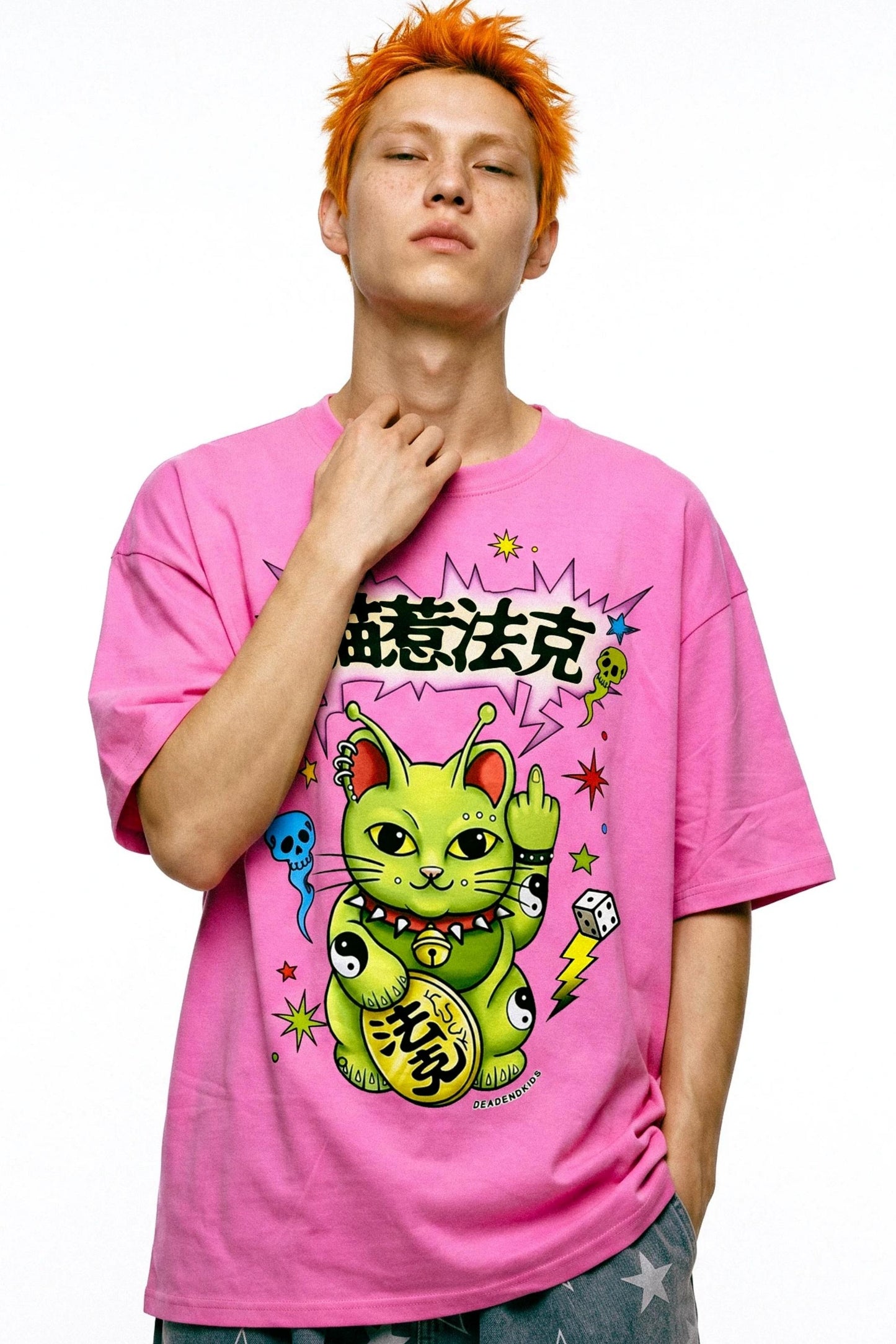 Alien-Glückskatze-T-Shirt