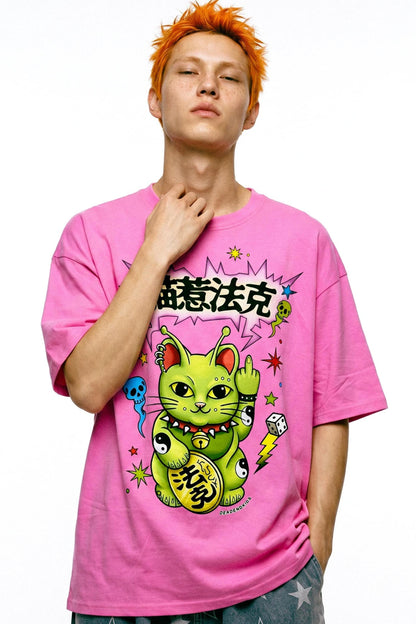 Alien-Glückskatze-T-Shirt